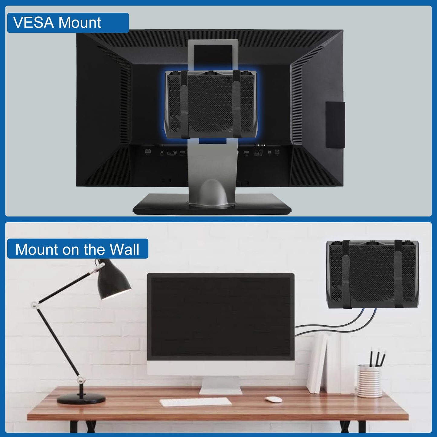 Universal Wall and VESA Mount for Micro PC, UPS Units, WiFi Router, Cable Modem and Other Electronic Devices Adjustable Strap Mount Bracket for Dell