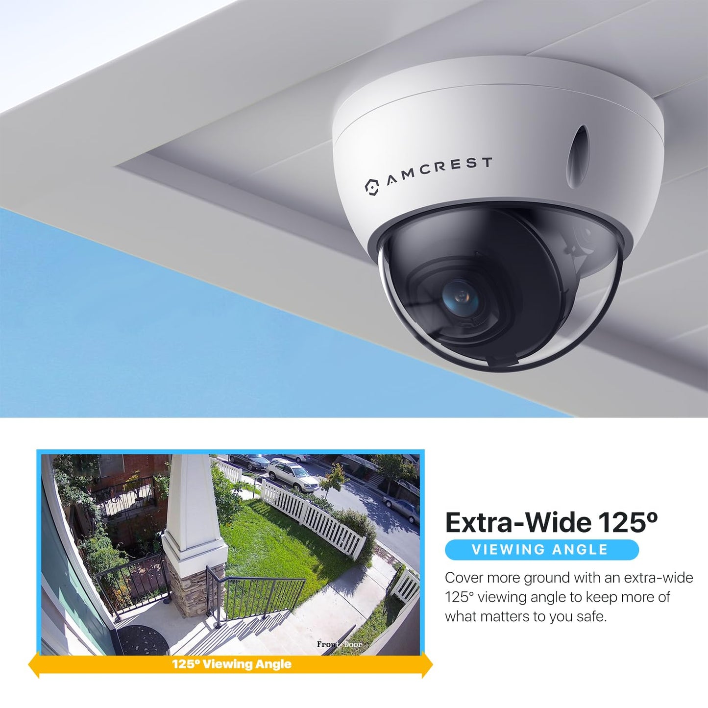 Amcrest 2-Pack UltraHD 4K (8MP) Dome POE IP Camera, 3840x2160, 98ft NightVision, 2.8mm Lens, IP67 Weatherproof, IK10 Vandal Resistance, MicroSD
