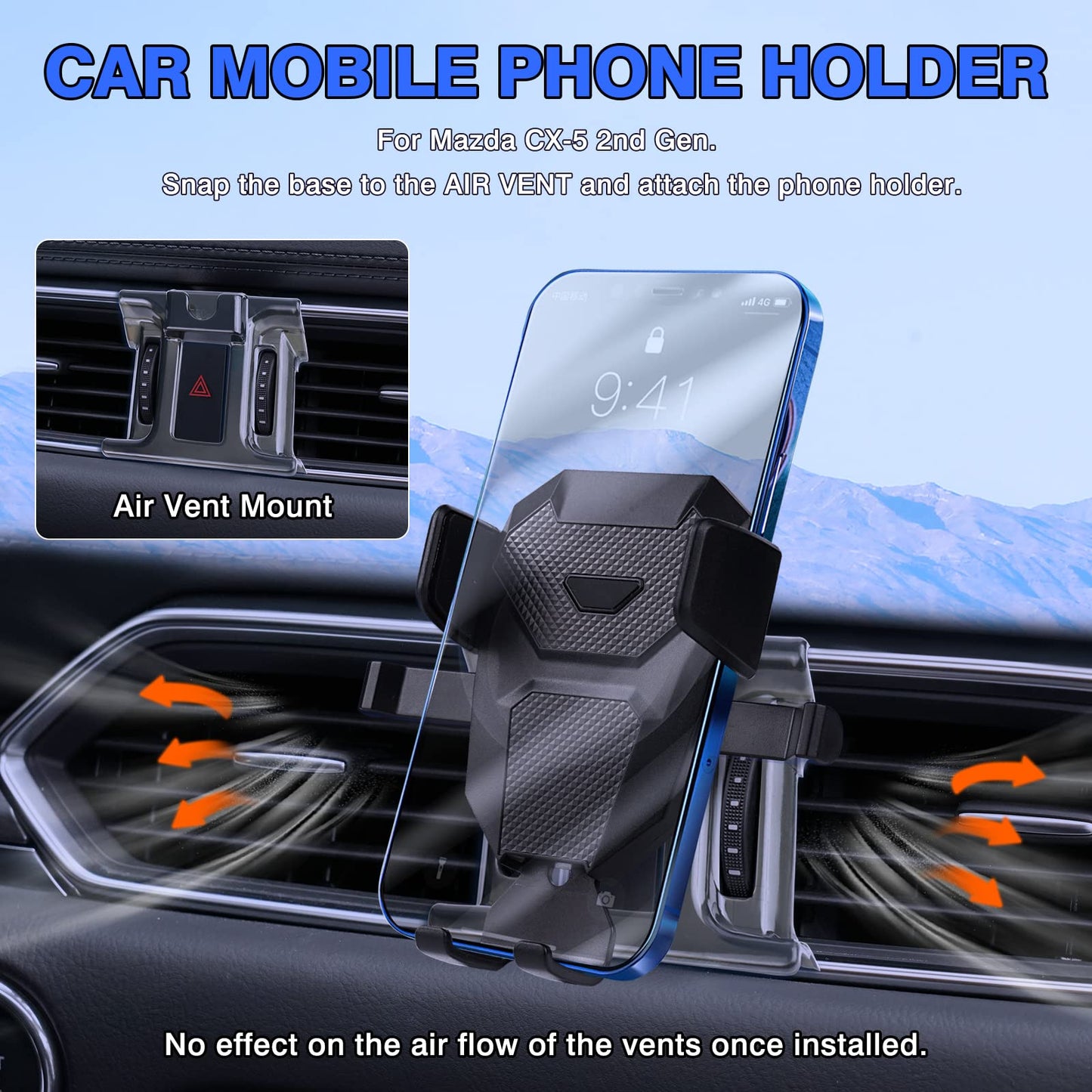 Karltys Car Phone Holder, Car Phone Mount Air Vent Hands Free, Dedicated Phone Stand for Mazda CX-5 2017-2025 CX5 Accessories Interior