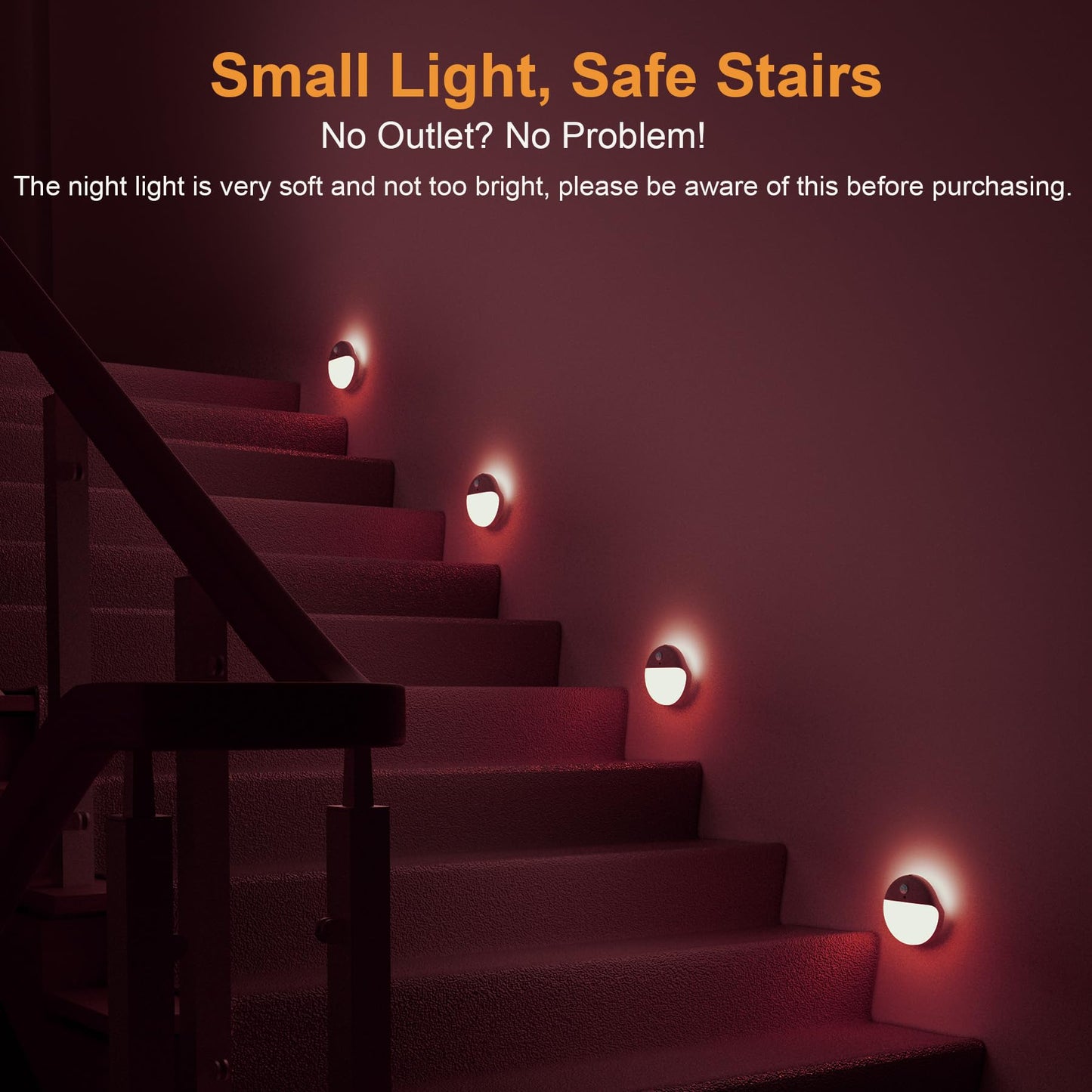 YUNLEX 2 Pack Red Night Light, Battery Operated Night Light, 2.6" Small Sticky Lights, Dimmable Motion Sensor Light, 3 Light Modes, Portable LED