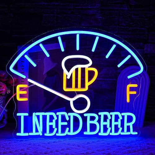 LULANMP I Need Beer Neon Sign for Wall Decor Beer Neon Light Dashboard LED Neon Sign Beer Foam LED Neon Light for Bedroom Bar Wine Cellar Restaurant