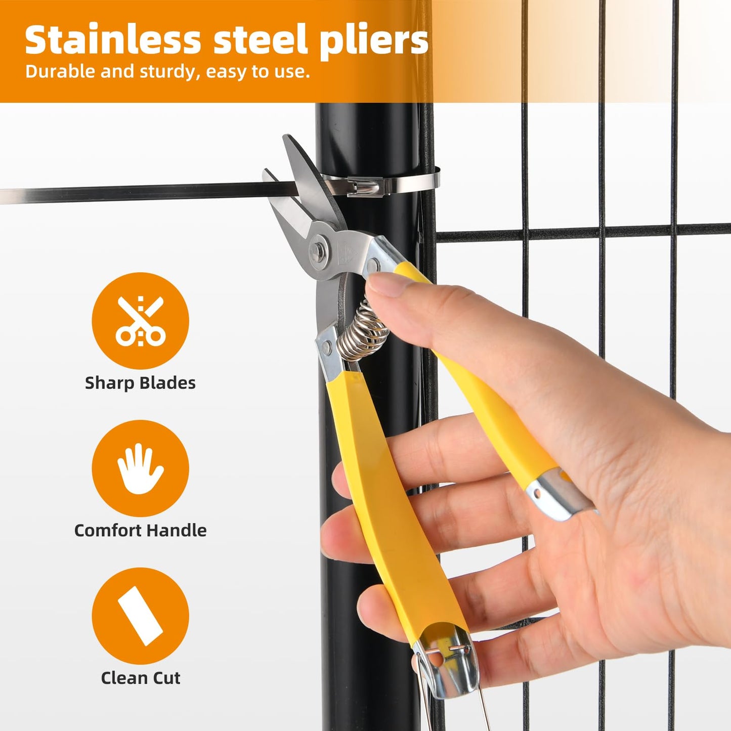 Dehapia Stainless Steel Zip Ties Heavy Duty (120 PCS) with Metal Cutter, 11.8 Inch Self-Locking Cable Ties for Chain Link Fence, Outdoor, Electrical