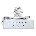 MaxWorks 50390 8-Outlet Surge Protector Power Strip, 900 Joules, 2 USB Charging Ports with 8-Foot Cord, 15A 125V, Heavy-Duty SJT 14/3 for Home
