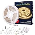 MY BEAUTY LIGHT LED Strip Lights Warm White, 16.4ft Dimmable LED Light Strip,12v Flexible LED Rope Lights Kits for Kitchen Cabinet Bedroom Party Decor