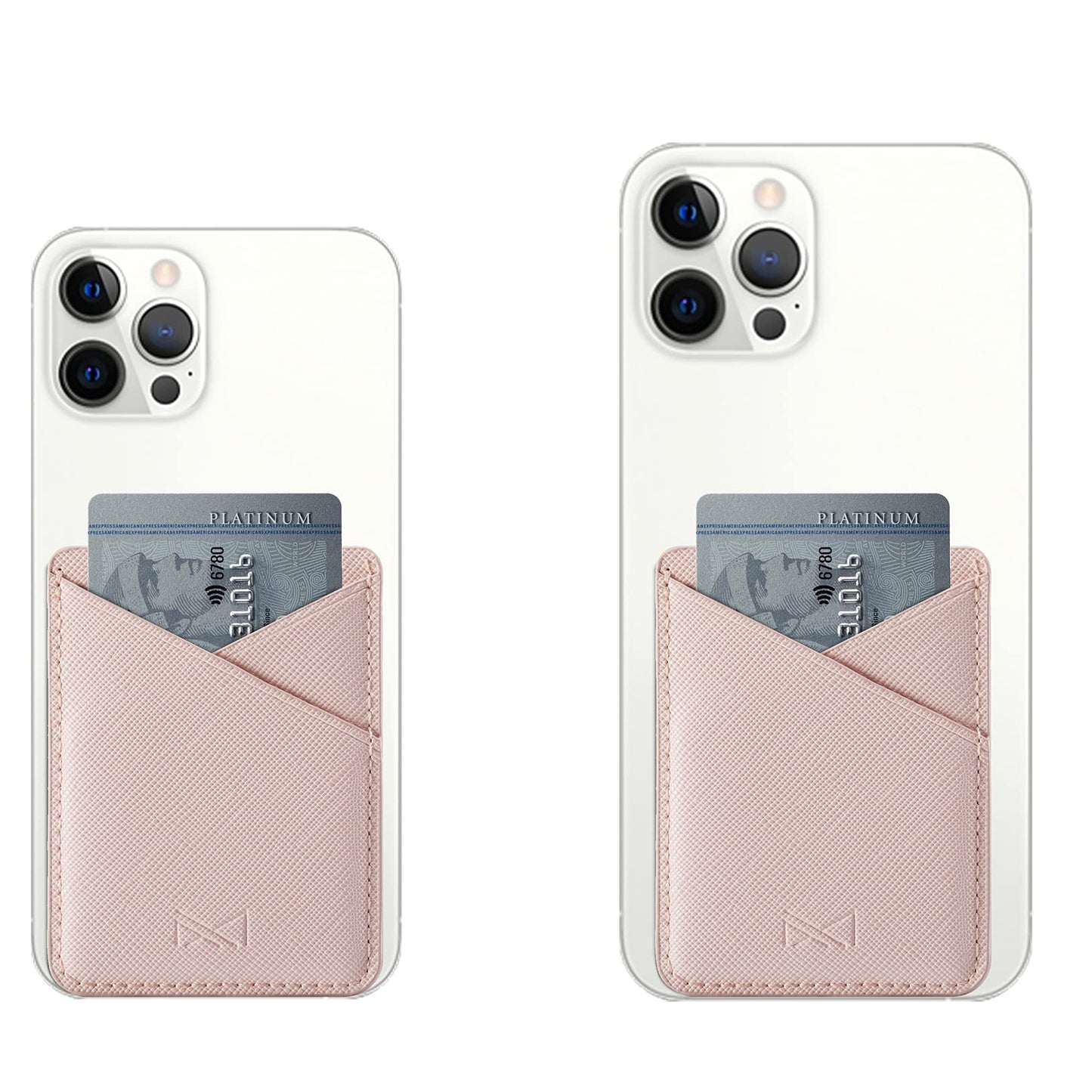 BIAJIYA Phone Card Holder, PU Leather Sleeve, Credit Card Holder Stick On Phone Case for iPhone Samsung Most Smartphones (Pink)
