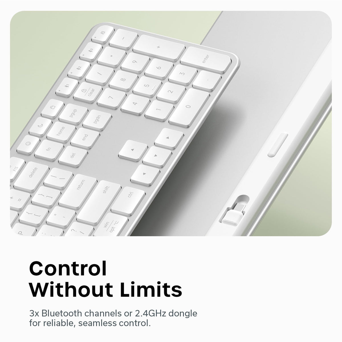 Satechi Slim EX3 Wireless Keyboard, Bluetooth & 2.4 GHz, Silver