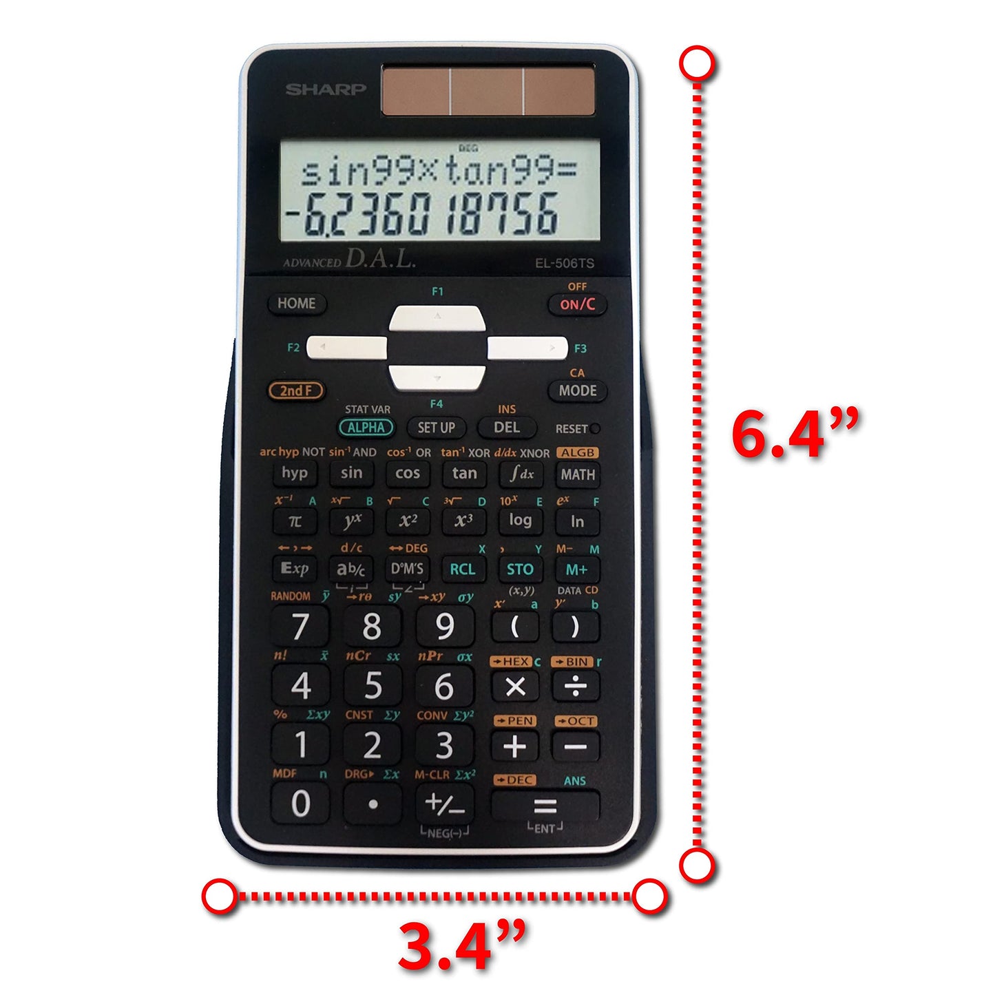 Sharp EL-506TSBBW Engineering/Scientific Calculator, Black