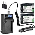 Kastar 2-Pack NP-FH50 Battery and LCD AC Charger Compatible with Sony DCR-SR47 DCR-SR48 DCR-SR50 DCR-SR52 DCR-SR55 DCR-SR57 DCR-S60 DCR-SR62 DCR-SR65