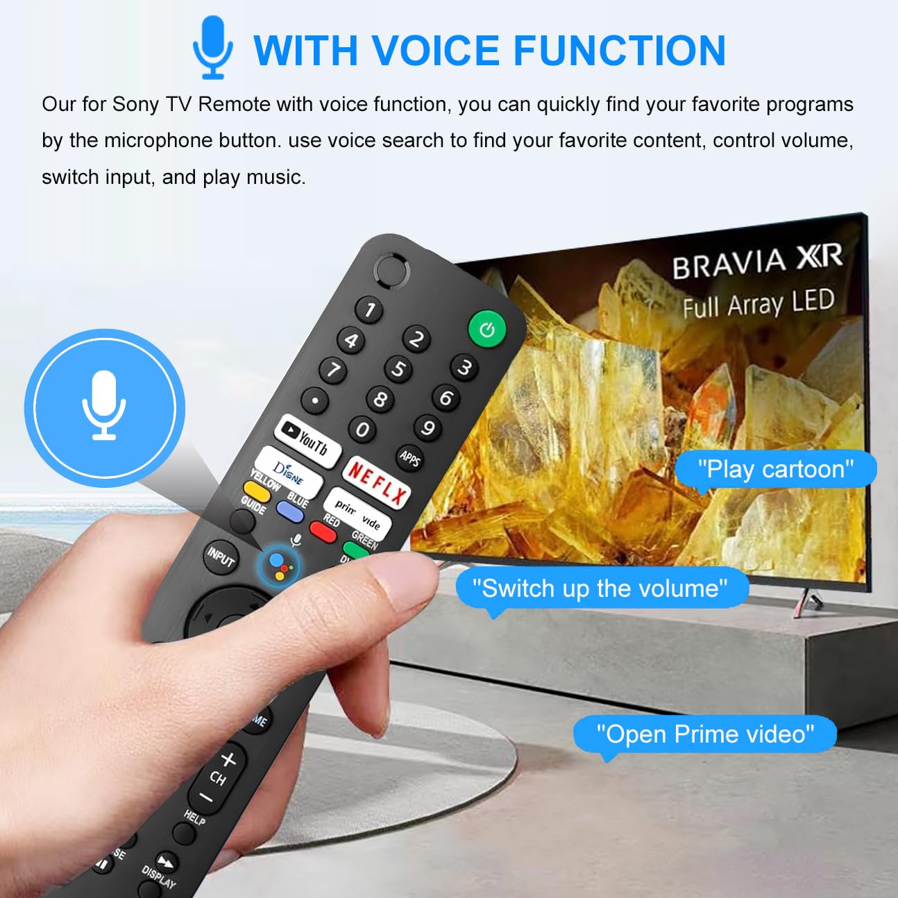 Replacement Voice Remote for Sony TV, for SonyBravia Smart TV with Voice Control, Compatible with Sony Bravia XR/XBR/KD Series 4K/ 8K LED OLED