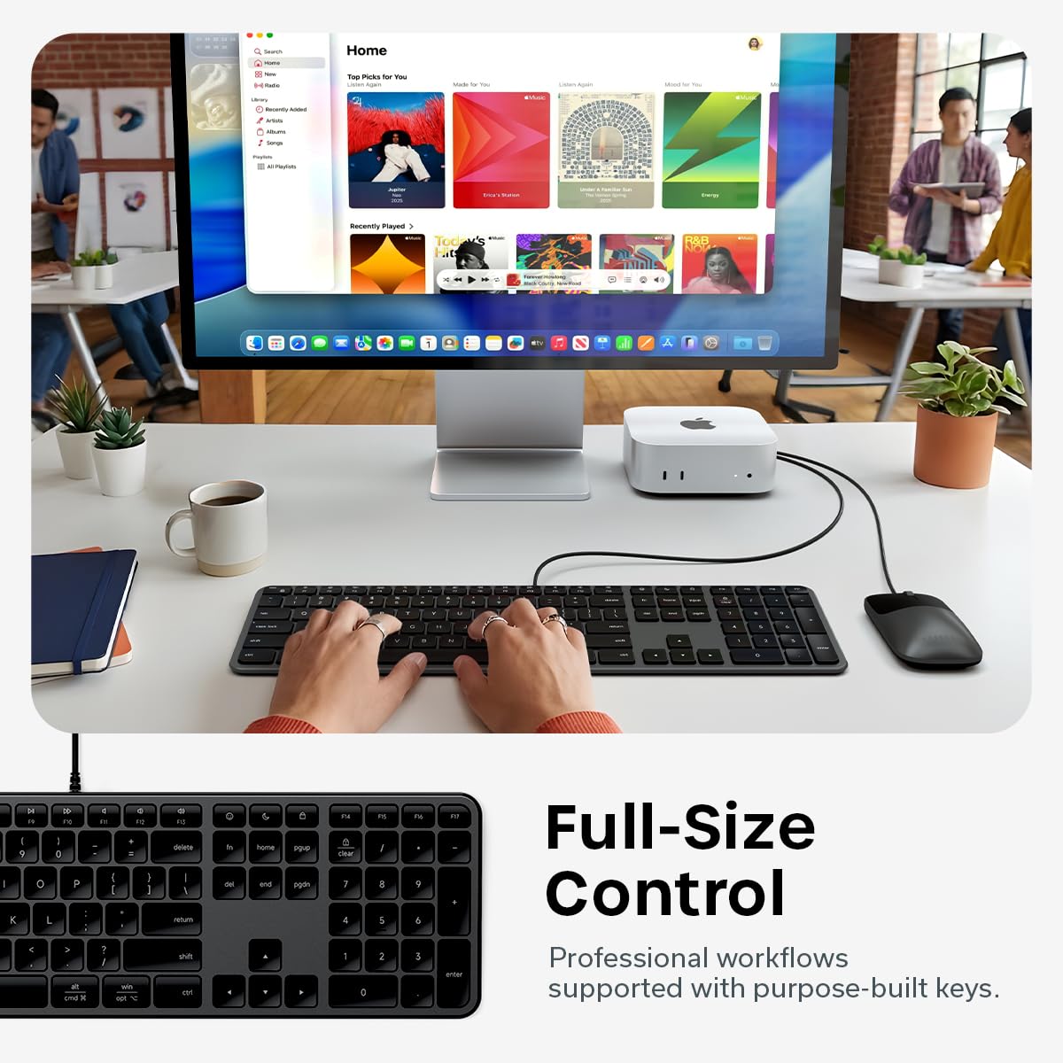 Satechi Slim LX3 Wired Keyboard, Cross-Platform OS Switching, Space Black