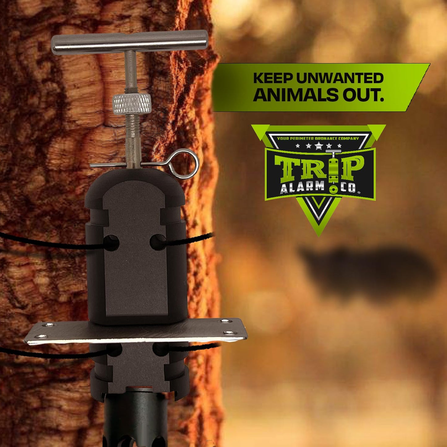 12 Gauge Trip Wire Alarm by Trip Alarm Co. (Black) USA Made Perimeter Defense Device 360° Coverage Quad 3.0 Early Warning Security Device System