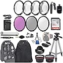 58mm 28 Pc Accessory Kit for Canon EOS Rebel SL2, 200D DSLR with 0.43x Wide Angle Lens, 2.2X Telephoto Lens, 32GB SD, Filter & Macro Kits, Backpack