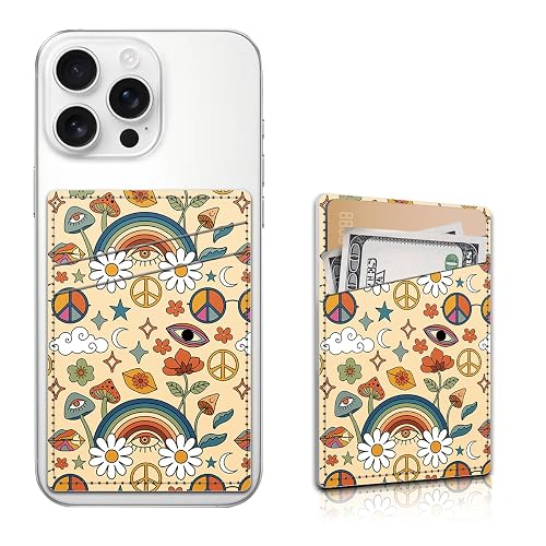 Aeltrp Phone Card Holder, Dual Pocket Leather Phone Wallet Adhesive Stick On, Cute Card Holder, Credit Card Holder for Phone Case Compatible with Most