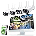Cromorc Wireless Security Camera System with 16" Monitor Motion Detection Night Vision 2-Way Audio 4 Indoor Outdoor 5MP Camera Expandable 16CH NVR