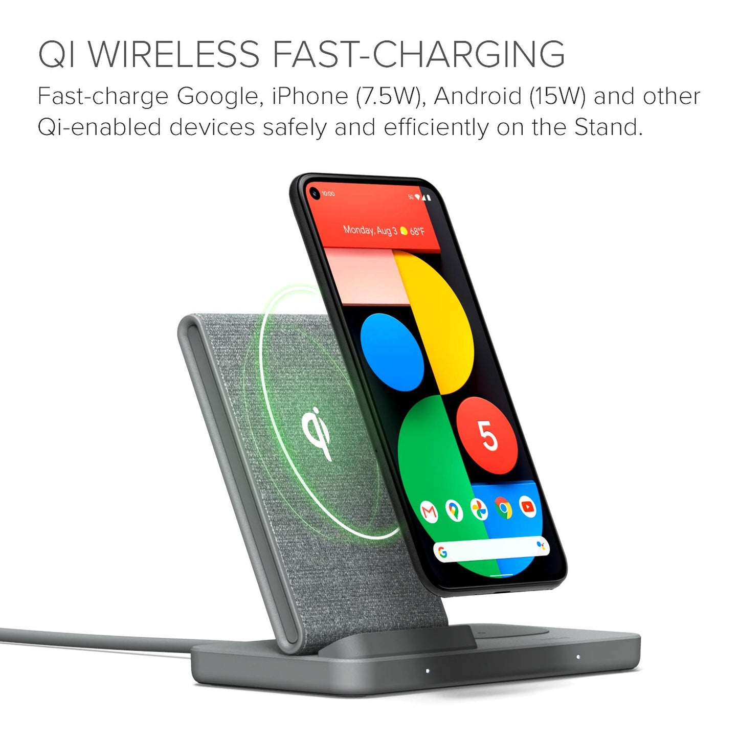 iOttie iON Wireless Duo CERTIFIED BY GOOGLE 15W Stand + 5W Pad Qi-Certified Charger | Compatible with Google, Google Pixel, Pixel Buds | Includes