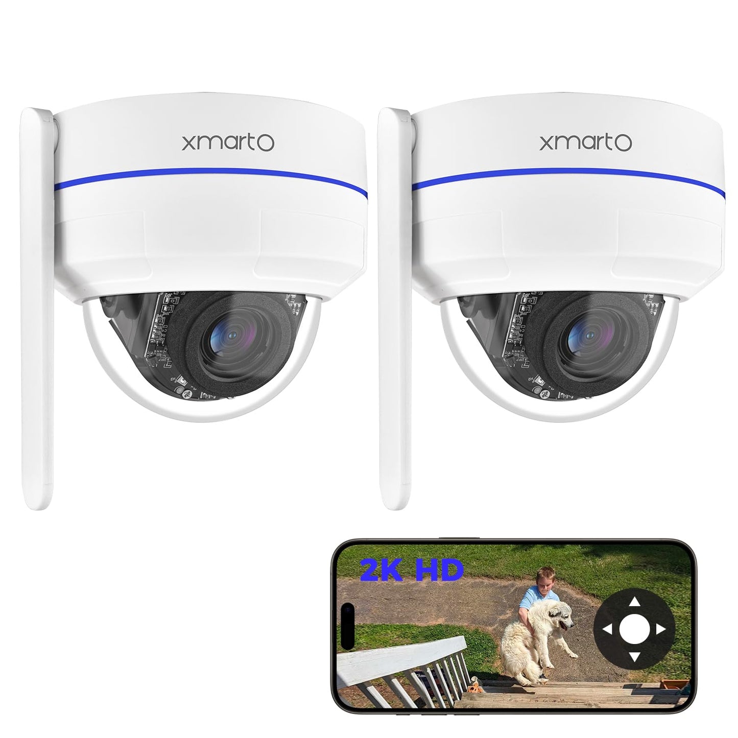 xmartO [2-Pack AI Tracking Ceiling CAM 2K HD Metal Dome PTZ Wireless Security Camera with Automatic Tracking, 2-Way Audio and Night Vision (Standalone