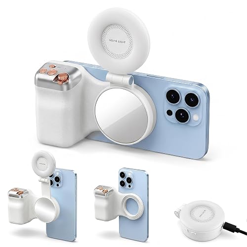 Magnetic Phone Camera Grip with Selfie Light Kit, Wireless Shutter Grip & Adjustable LED Fill Light, Portable Creator Kit for Selfies, Video