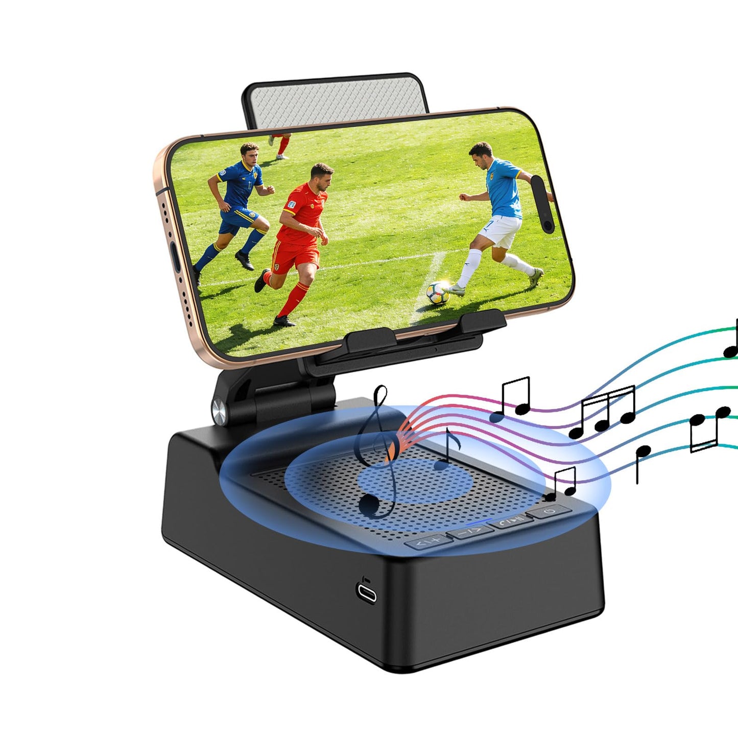 Gifts for Men,Cell Phone Stand with Wireless Bluetooth Speaker Anti-Slip Base HD Surround Sound Compatible with iPhone Smartphones,Cool Gadgets