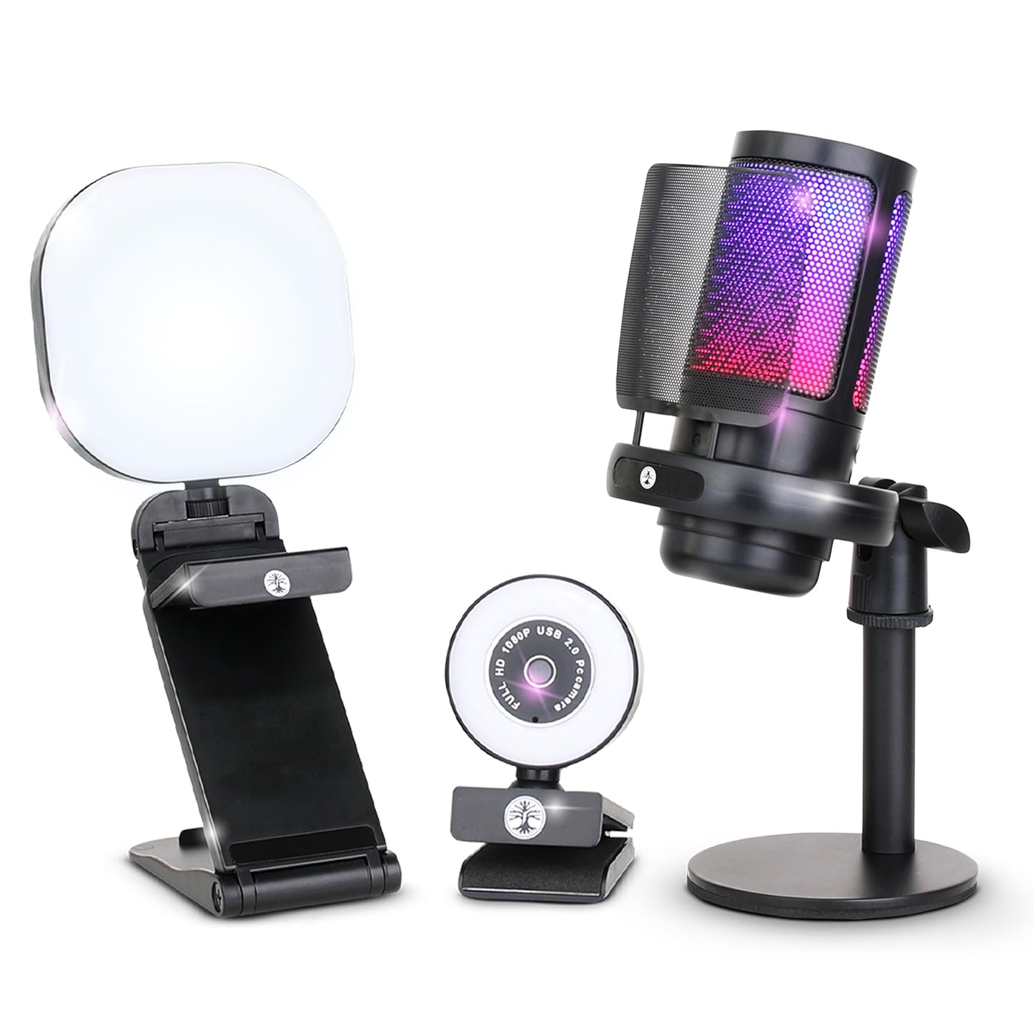 Webcam Streaming Kit with USB RGB Microphone & LED Light - 1080P 30FPS Streaming Camera Bundle for Twitch, YouTube, Podcasting, WFH - PC & Mac