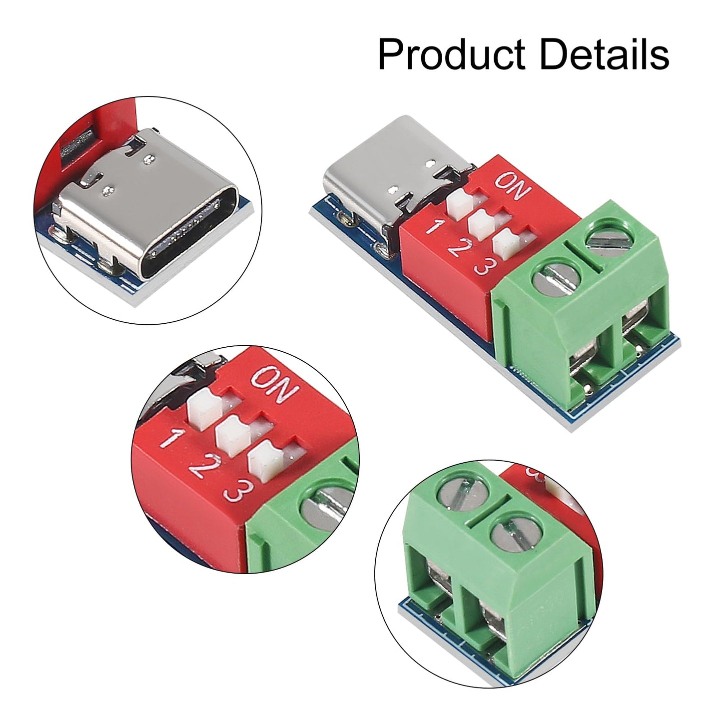 UMLIFE 6PCS USB-C PD Trigger Board Module PD3.0/2.0, BC1.2 DC-DC Buck Converter Adjustable Power Supply Module 24V to 20V 15V 12V 9V 5V