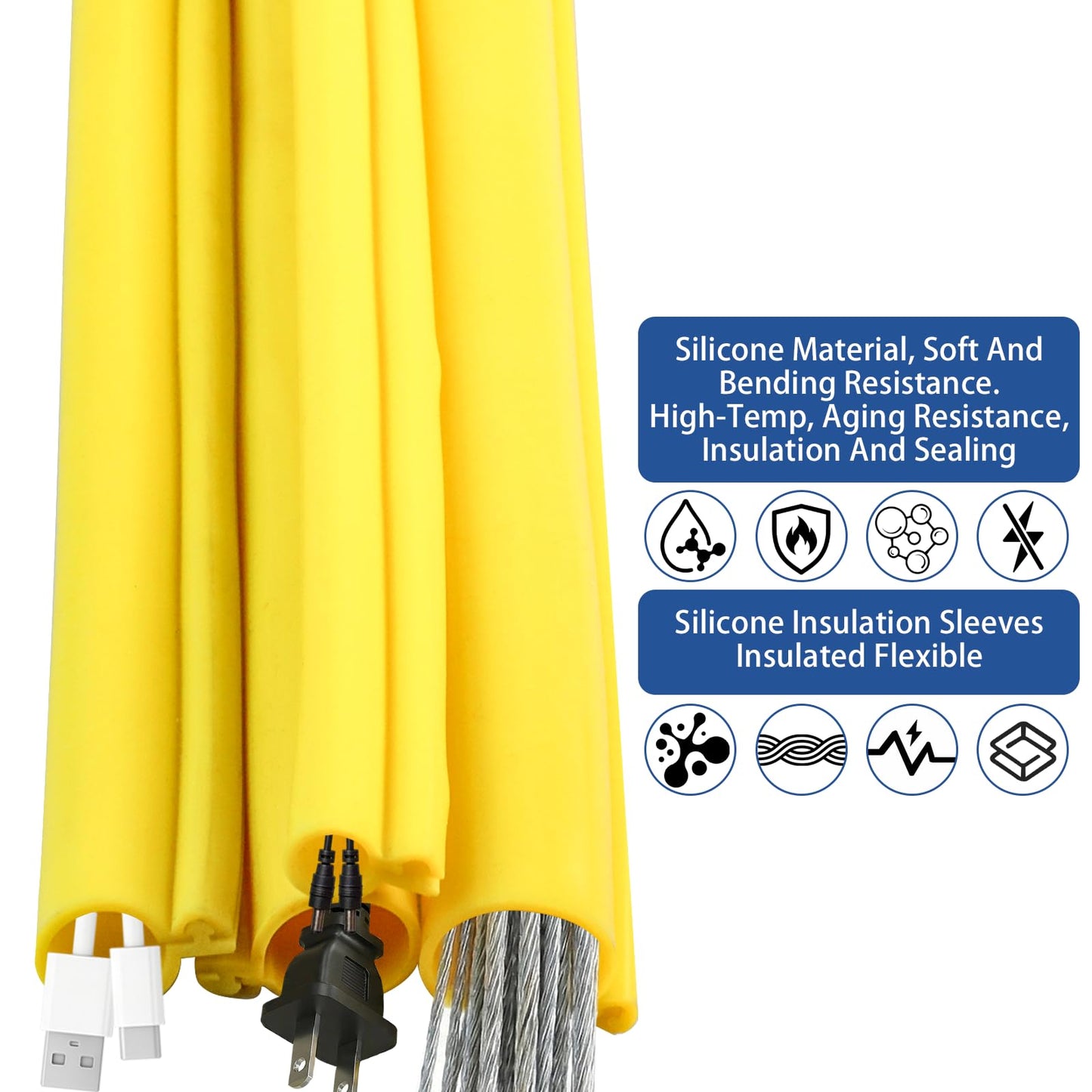 Silicone Cable Cord Cover Protector, Flexible Wire Loom Tubing Cable Sleeve Cover Organizer for Protect Pet from Chewing - Cable Cord Insulation