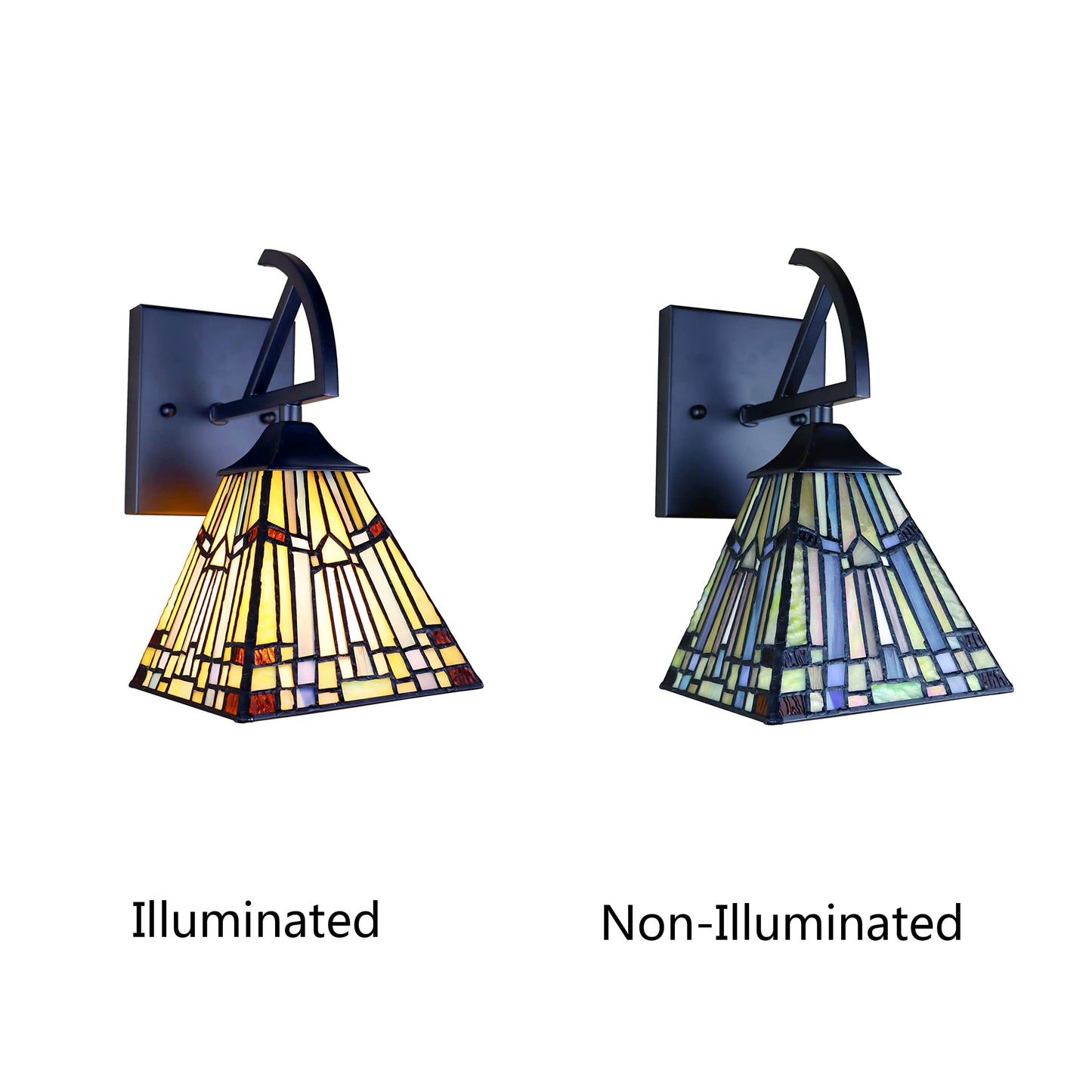 Chloe Lighting Kinsey Mission Tiffany-Style Blackish Bronze 1 Light Wall Sconce 6" Wide, Multicolor