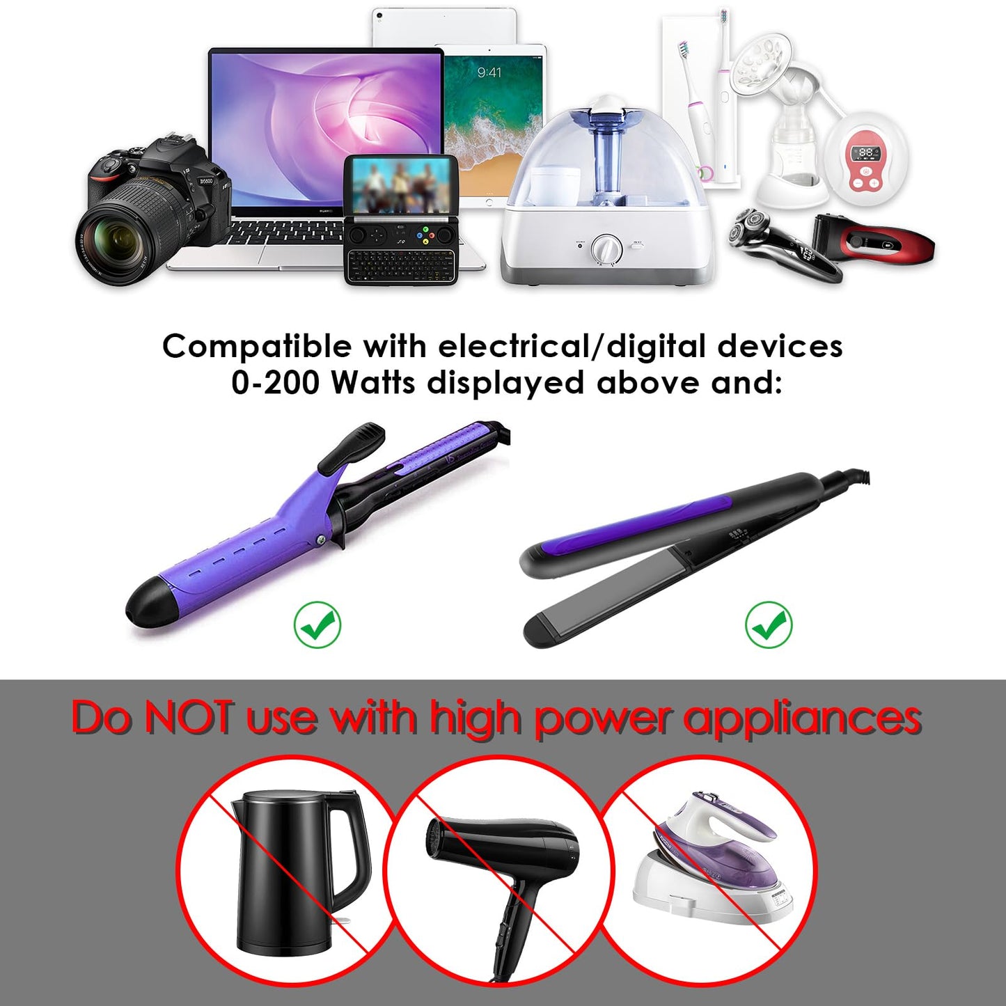 ALLWEI International Travel Adapter 220V to 110V Power Voltage Converter for Hair Straightener/Curling Iron, Universal Power Plug Adapter UK, US, AU…