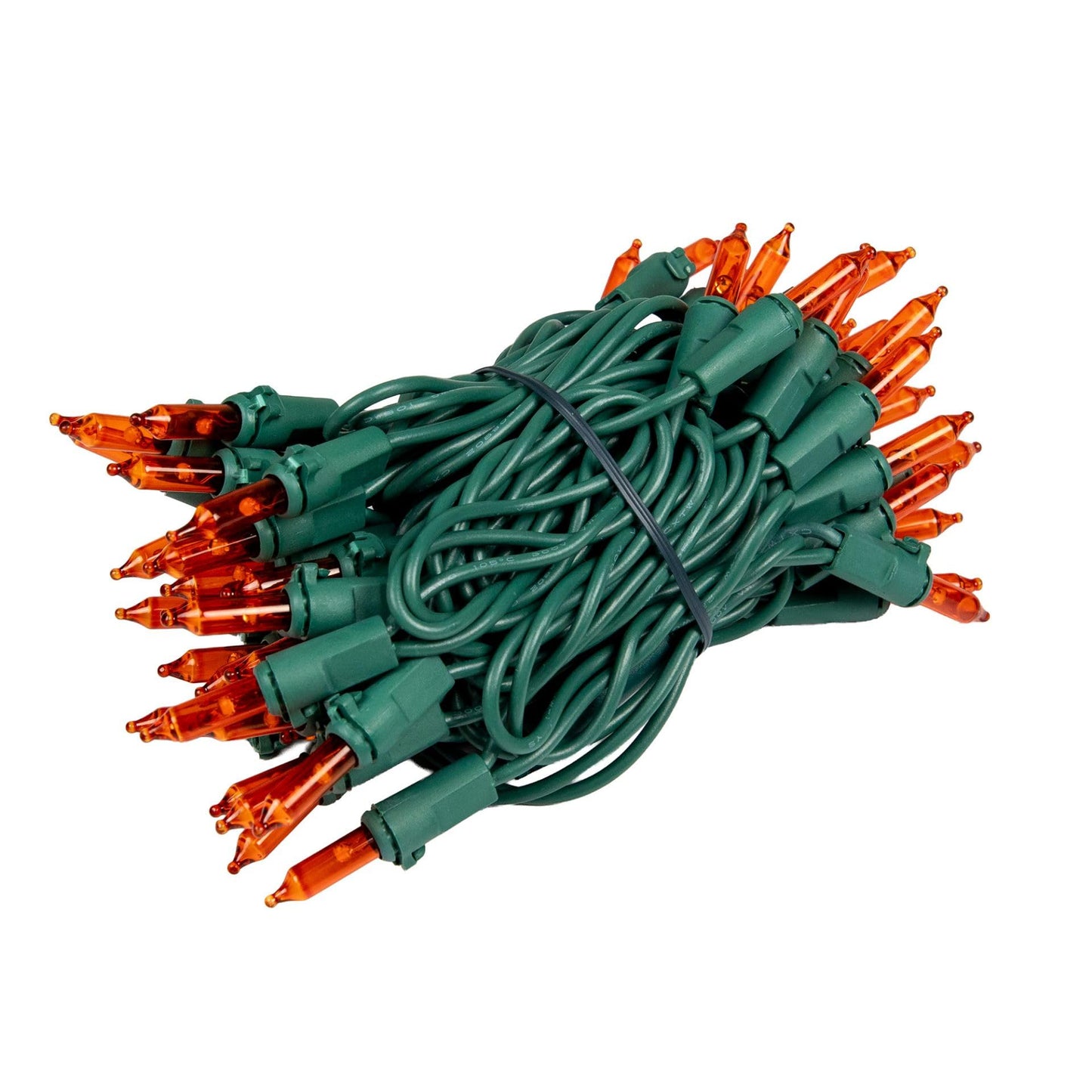 Novelty Lights RetroGlo Orange LED Mini Lights, 50 Bulbs, Green Wire
