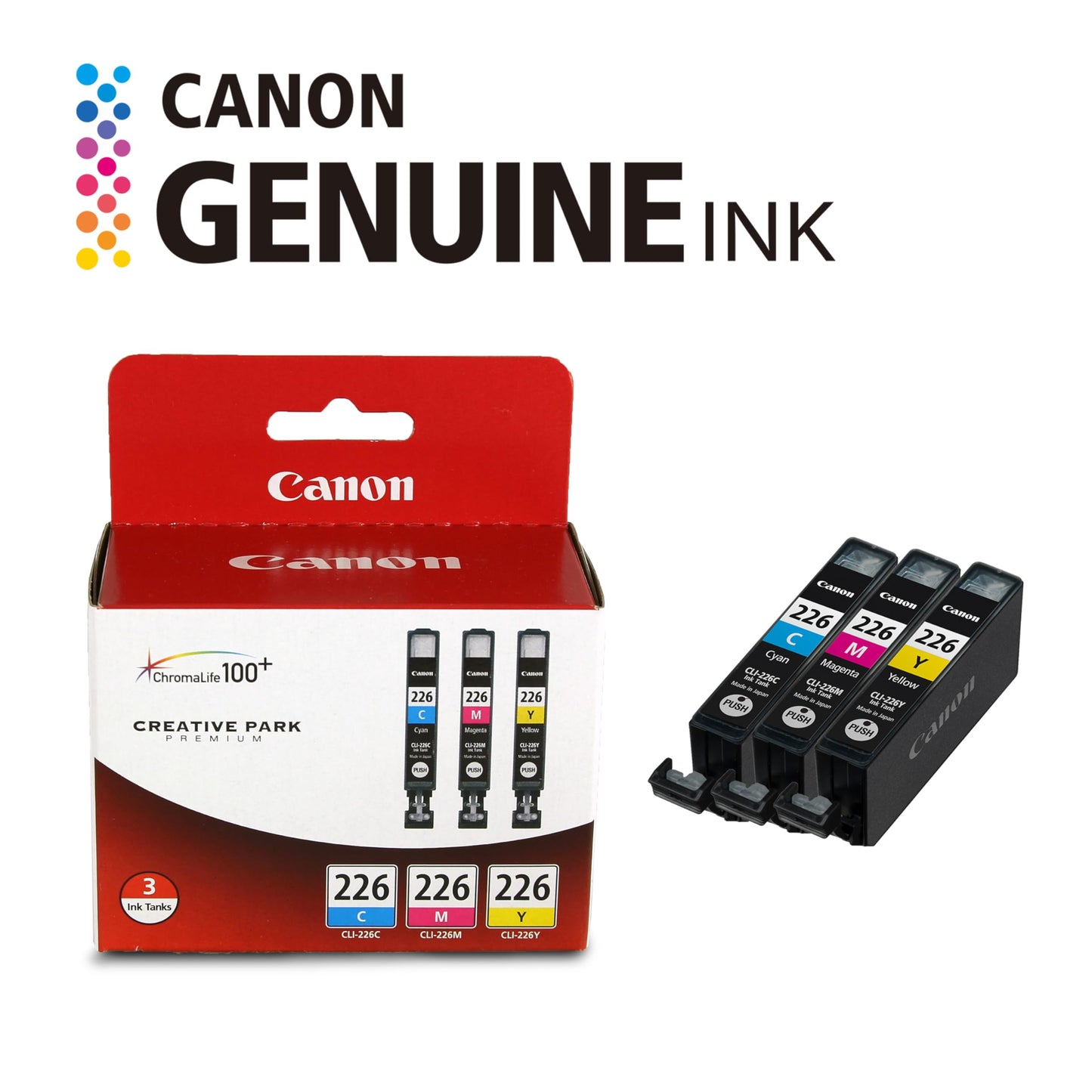 Canon CLI-226 Genuine Three Color Multi Pack, Compatible with iP4820, MG5220, MG5120, MG6120, MG8120, MX882, iX6520, iP4920, MG5320, MG6220, MG8220