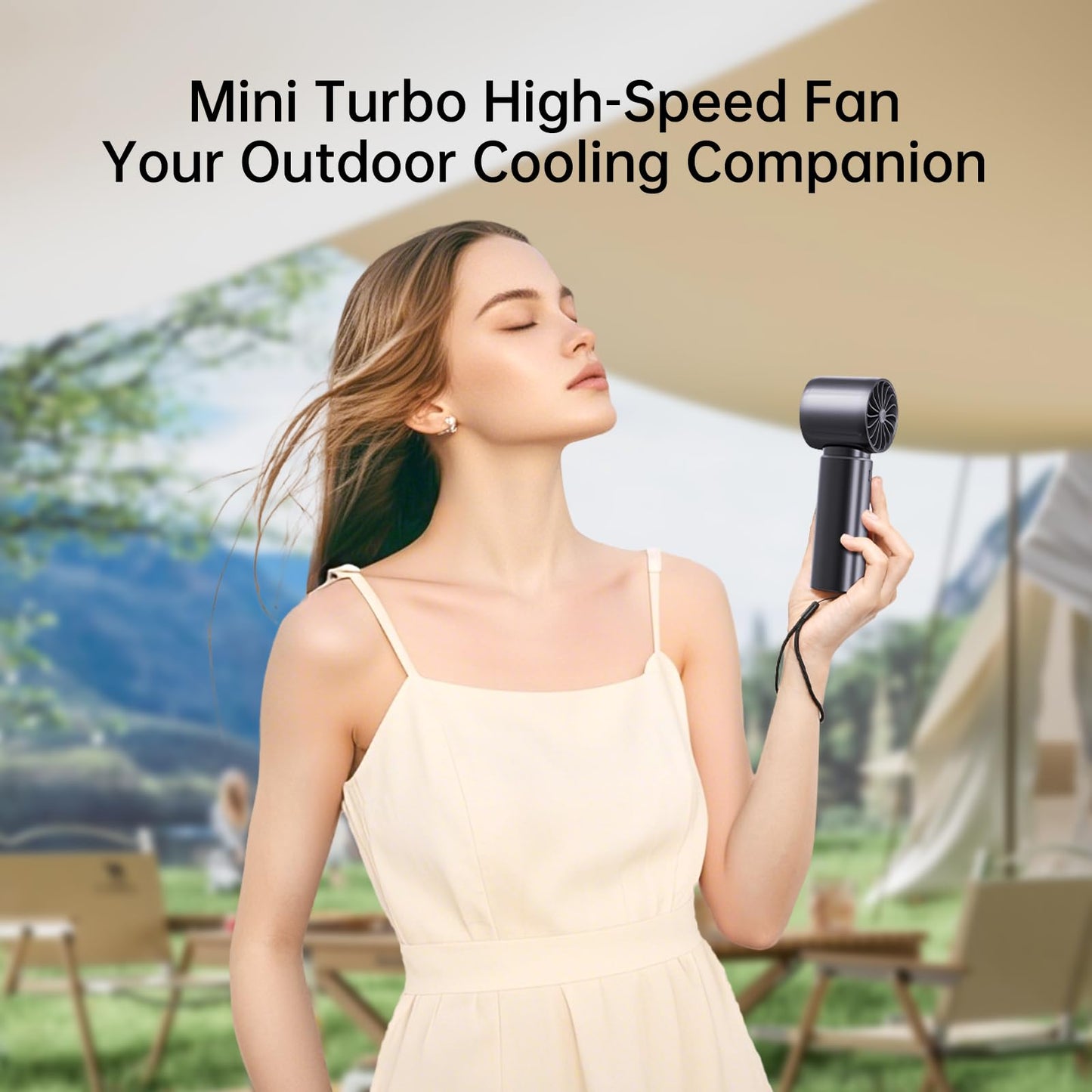 Eastfox Portable Handheld Turbo Fan, Personal Fan Battery 4000mAh Work for 3-16H, USB Rechargeable, 10800 High-Speed Motor, 5-Speeds Mini Hand held
