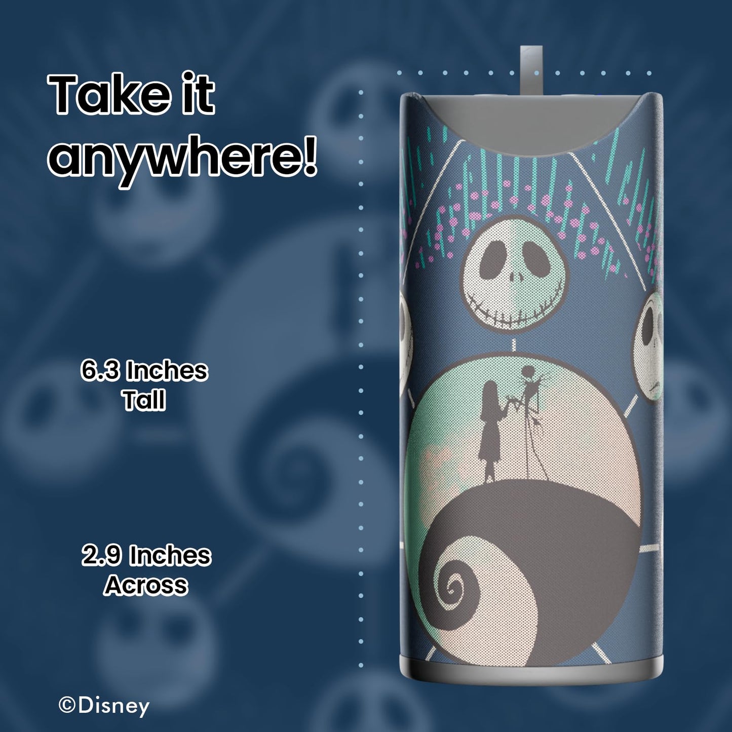 Disney Tim Burton’s The Nightmare Before Christmas Bluetooth Speaker- Jack and Sally Splashproof Wireless Speaker W/ 3 Hrs Playtime/SD Slot/FM Radio