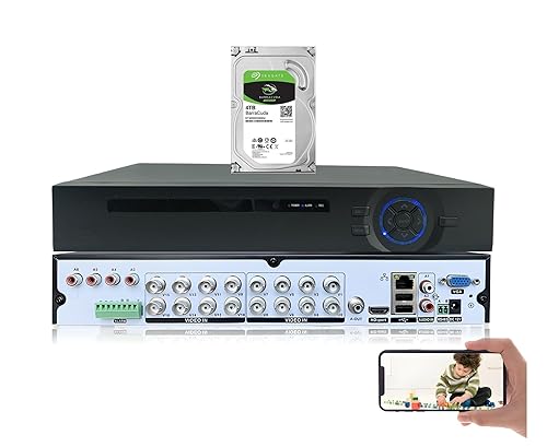 Evertech 16 Channel 4TB Hard Drive Memory H.265 5MP AHD TVI CVI Analog Surveillance Camera Digital Video Recorder