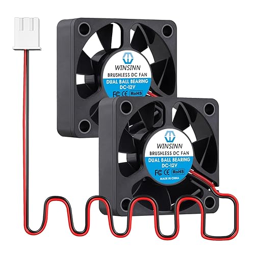 WINSINN DC 50mm Fan 12V 5015 Dual Ball Bearing Brushless Cooling 50x15mm 2PIN (Pack of 2Pcs)