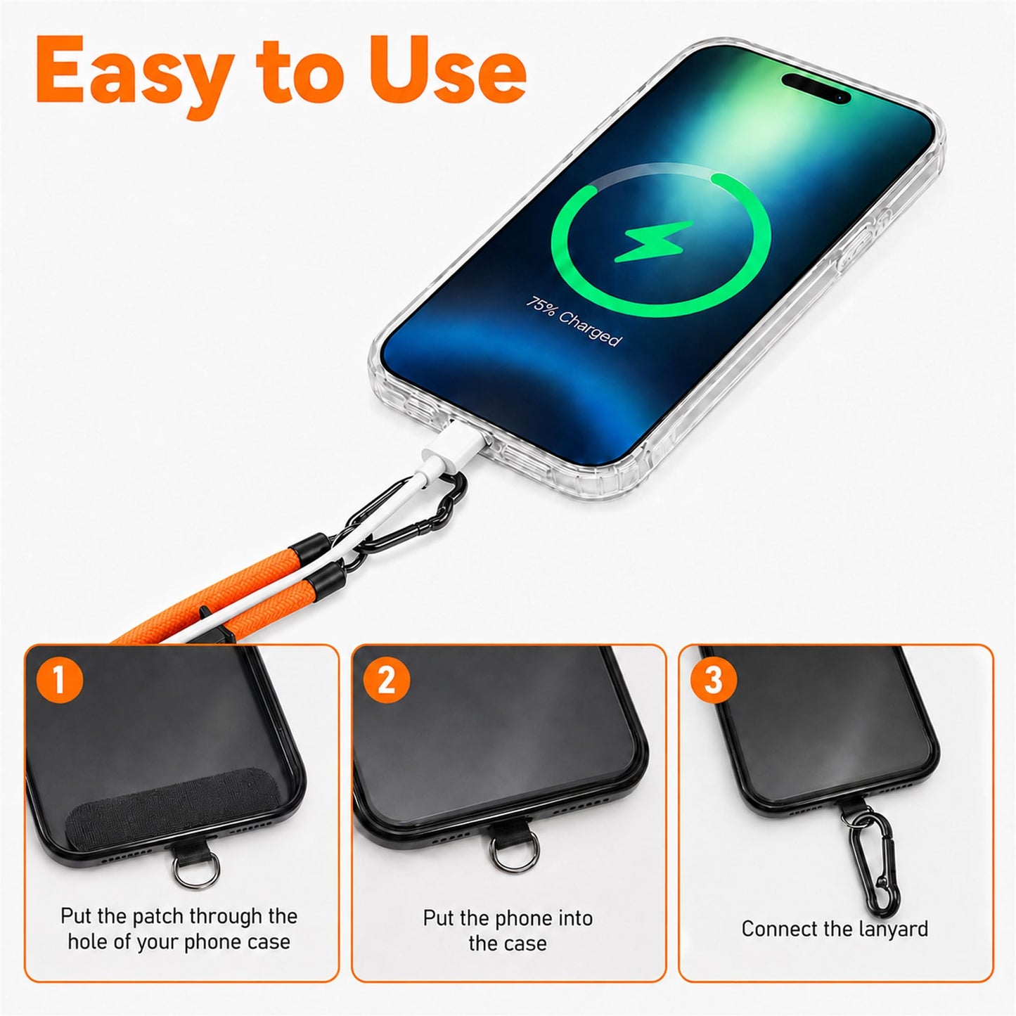 HOYAWU Phone Lanyard 4 Pack, 2 Long & 2 Short Neck Straps, 4 Phone Patches, Universal Phone Strap for Phone Cases, Keys, ID Badges, Cell Phone Lanyard