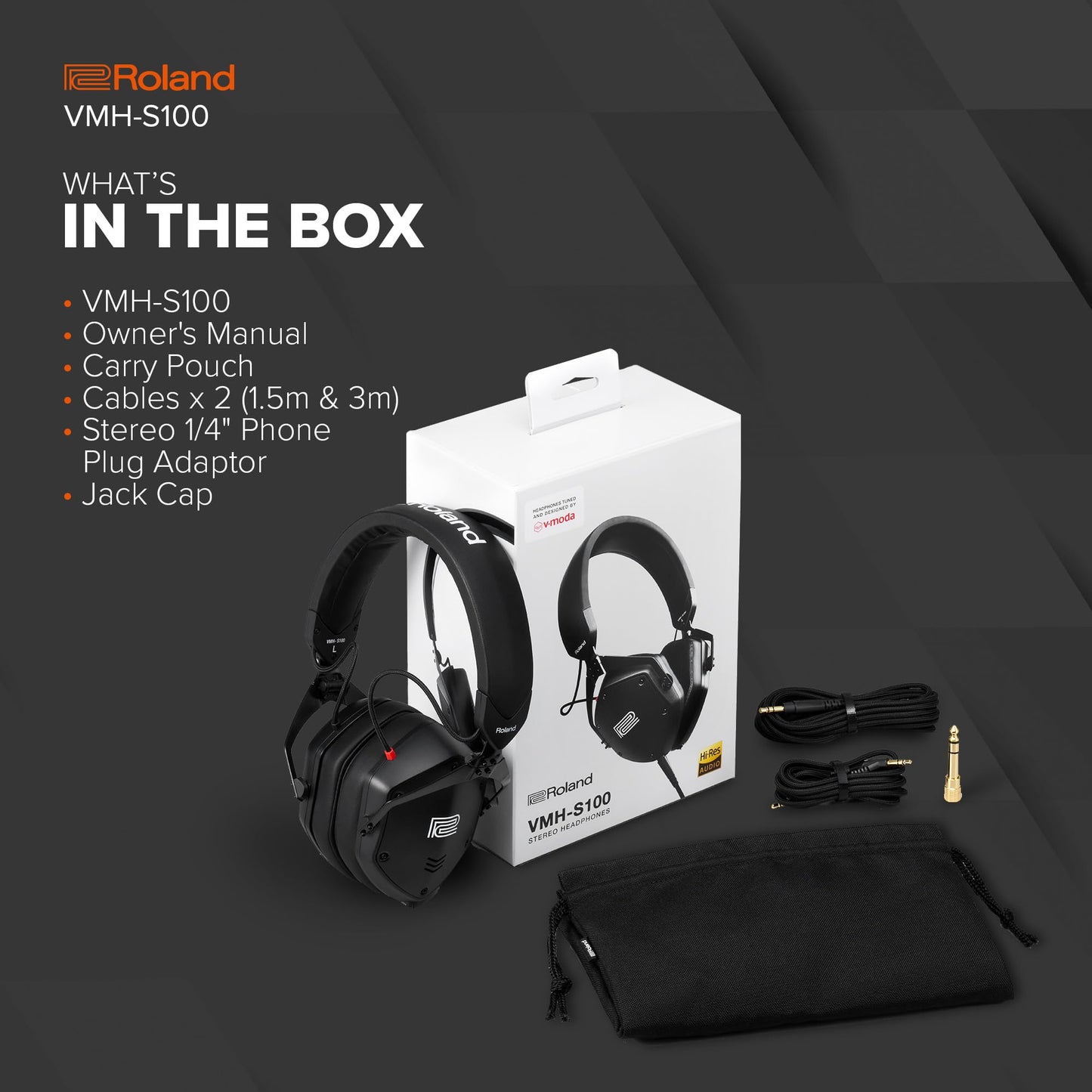 Roland VMH-S100 | Hi-Res Over-Ear Music Production Headphones | Wide Frequency Response | Incredible Sound Isolation | 50mm Driver Unit | Comfortable…