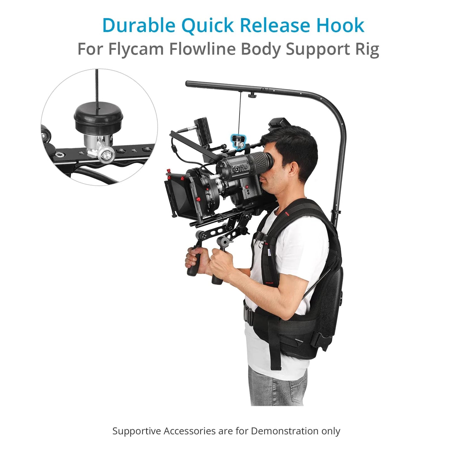 FLYCAM Quick Release Camera Hook for Flowline Body Support Rigs- Quick-Release Head, Four-Ball Studs. Payload up to 25kg/55lb (FLCM-FLN-CH)