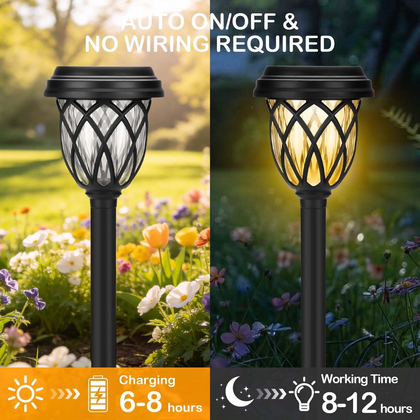 ruhotili Solar Lights Outdoor 12 Pack Solar Garden Lights Waterproof IP65 Solar Landscape Lights Solar Pathway Lights for Patio, Yard, Driveway