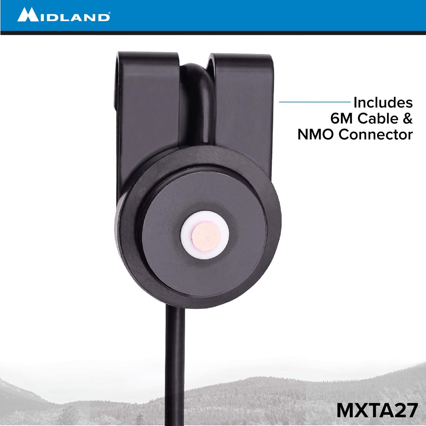 Midland - MXTA27 MicroMobile Universal Lip Mount with NMO Connector and 6M Cable - Fits Most Trunks/Car Hoods