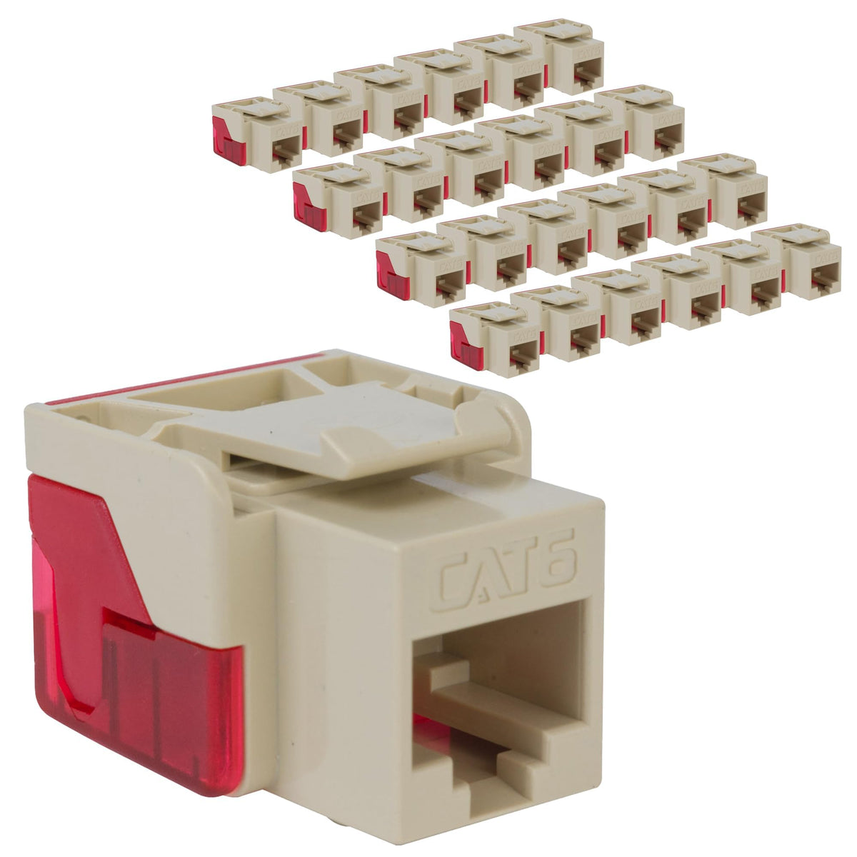 ICC CAT6 RJ45 Keystone Jack, Inline IDC No Pair Split, Ivory, 25-Pack