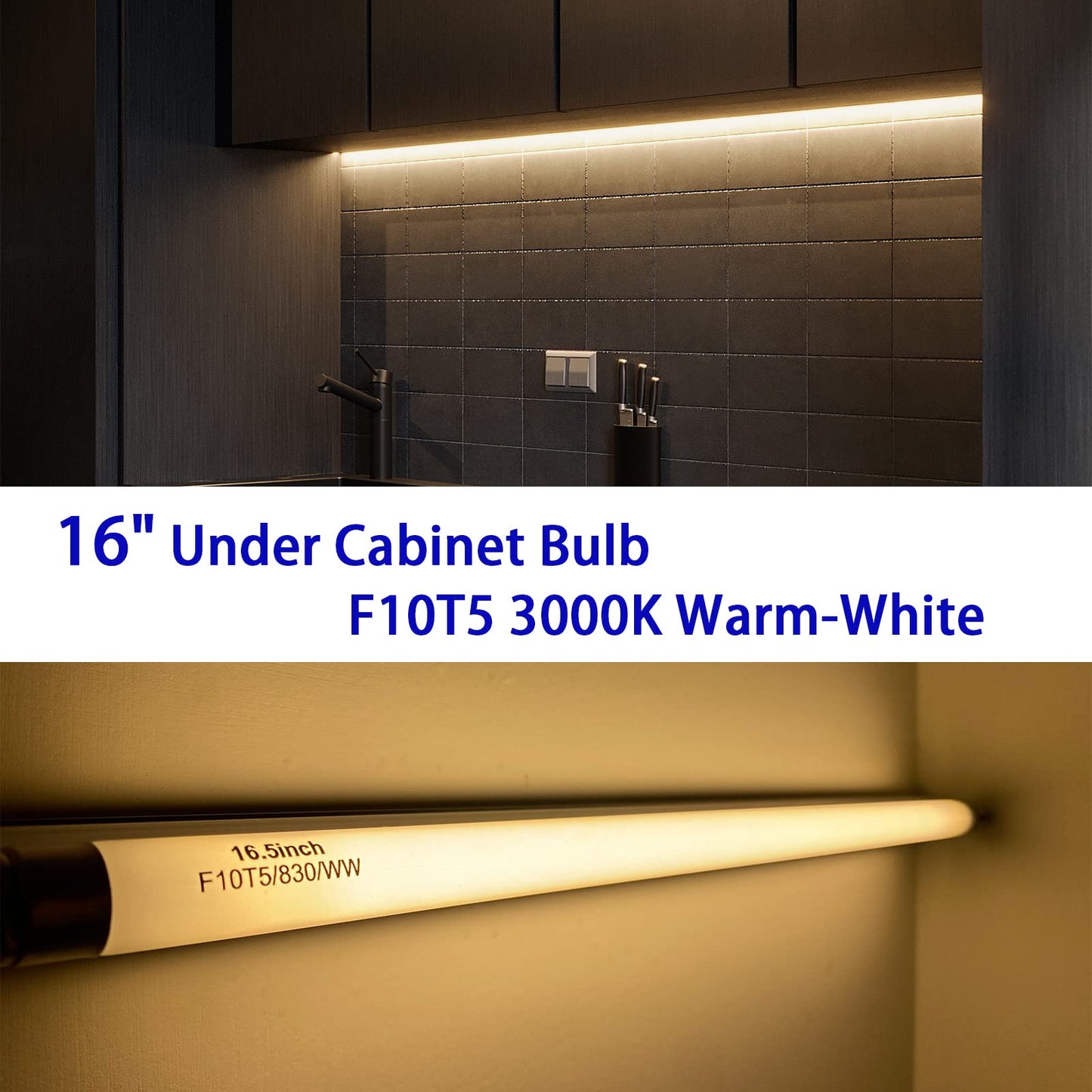 16" F10T5/830/L Fluorescent Light Bulb, T5 10W Warm White, G5 Base,6 Pack