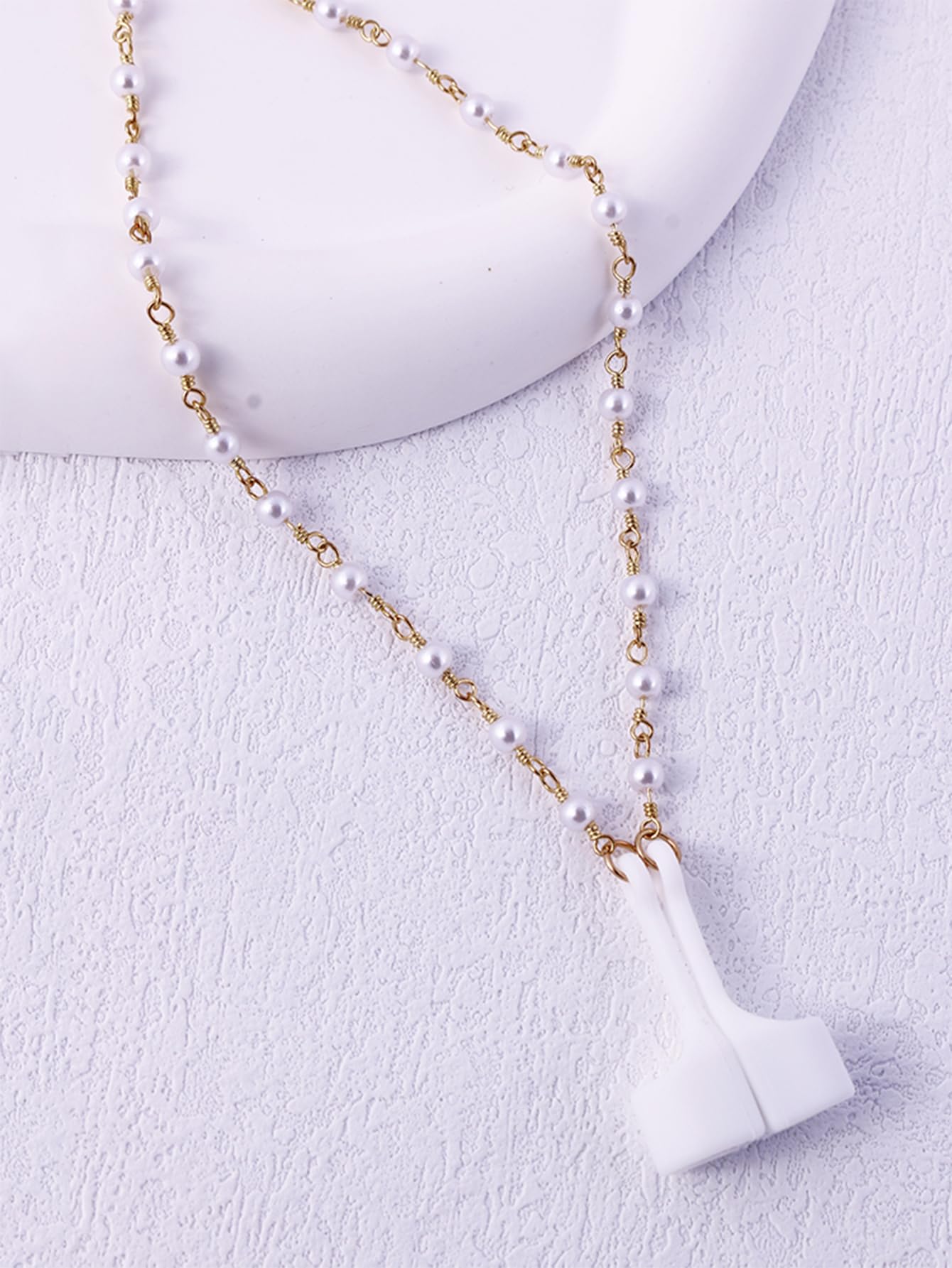 Niltpel Strap Magnetic Strong lanyard Anti-Lost Plastic Pearl Beads String - Accessories Compatible for Airpods PRO/3/2/1?72cm (White pearl 8-figure