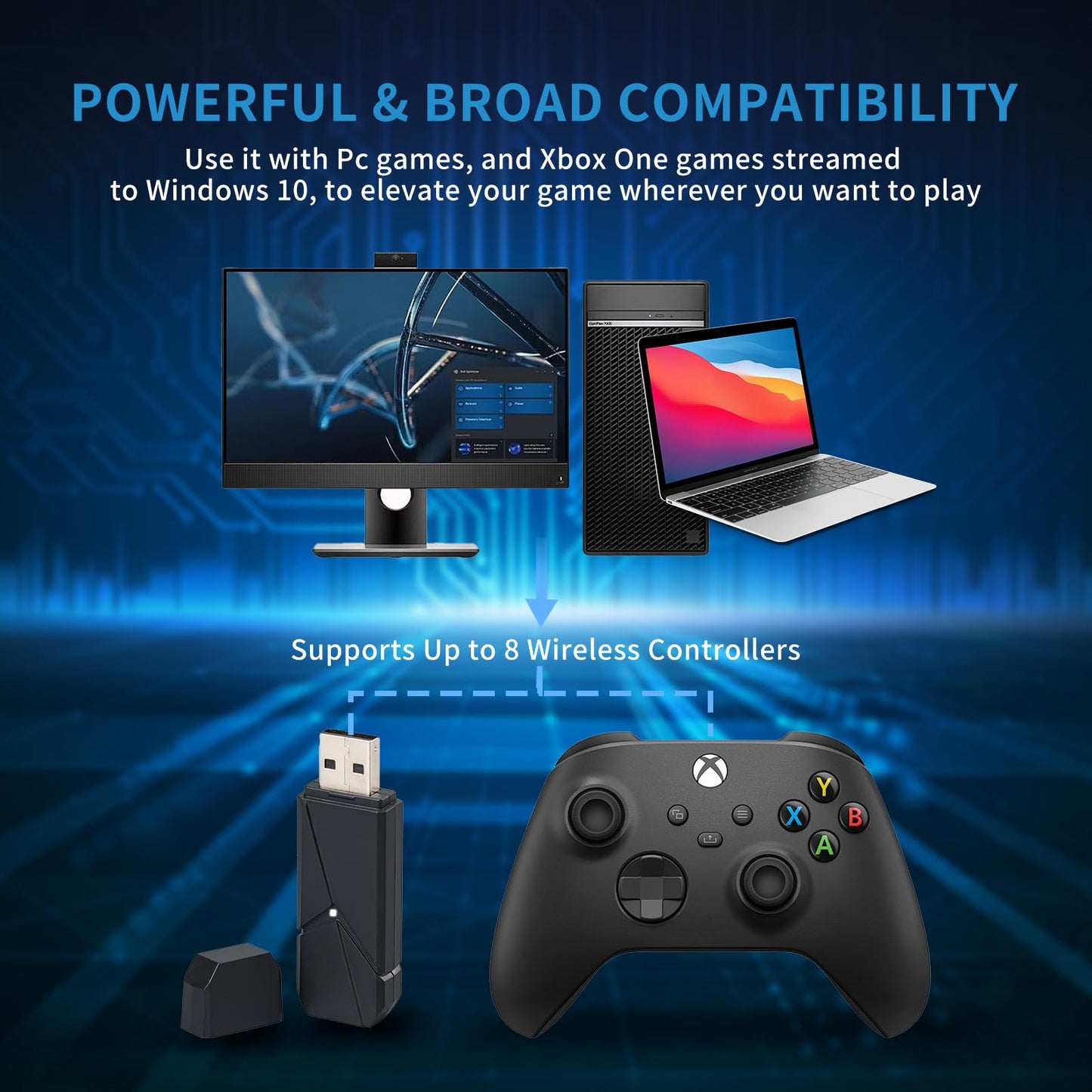 TECTINTER Wireless Adapter for Xbox One - Xbox Wireless Adapter for PC Windows 11/10/8/7,Original IC Chip Compatible with Xbox One/Series X|S/Elite