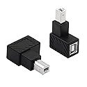 YACSEJAO USB 2.0 Type-B Printer Adapter, 2 Pack 90 Degrees USB 2.0 B Male to Type-B Female Printer Adapter, for Printer, Scanner, Mobile HDD…