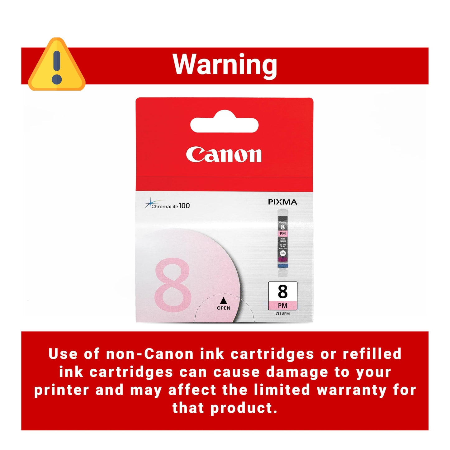 Canon CLI-8 Genuine Photo Magenta Ink Tank, Compatible with Pro9000, Pro9000 Mark II, iP6700D, iP6600D, MP970, MP960, and MP950 Printers