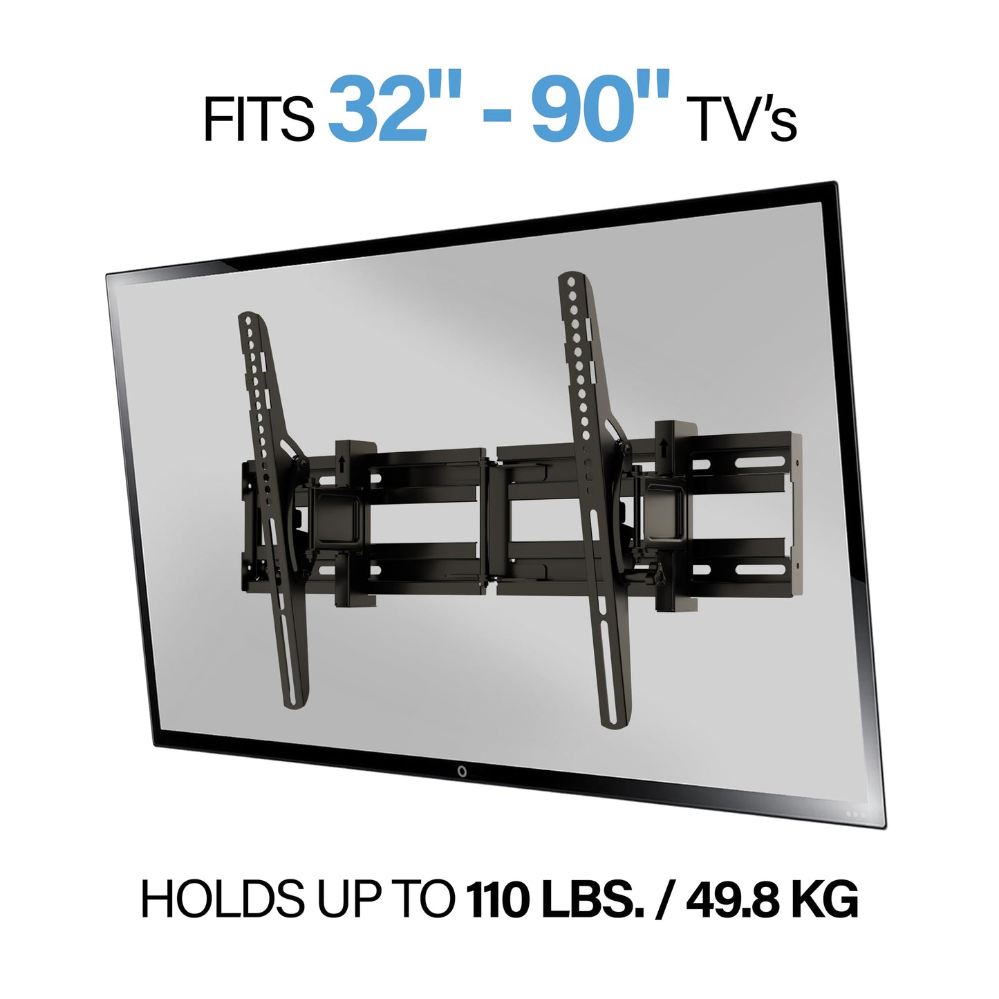 SANUS Extendable Tilting TV Wall Mount for 32”-90” TVs up to 110 lbs - 5.2” Extension for Easy Cable Access and Added Tilt, Tool-Free Tilt to Reduce