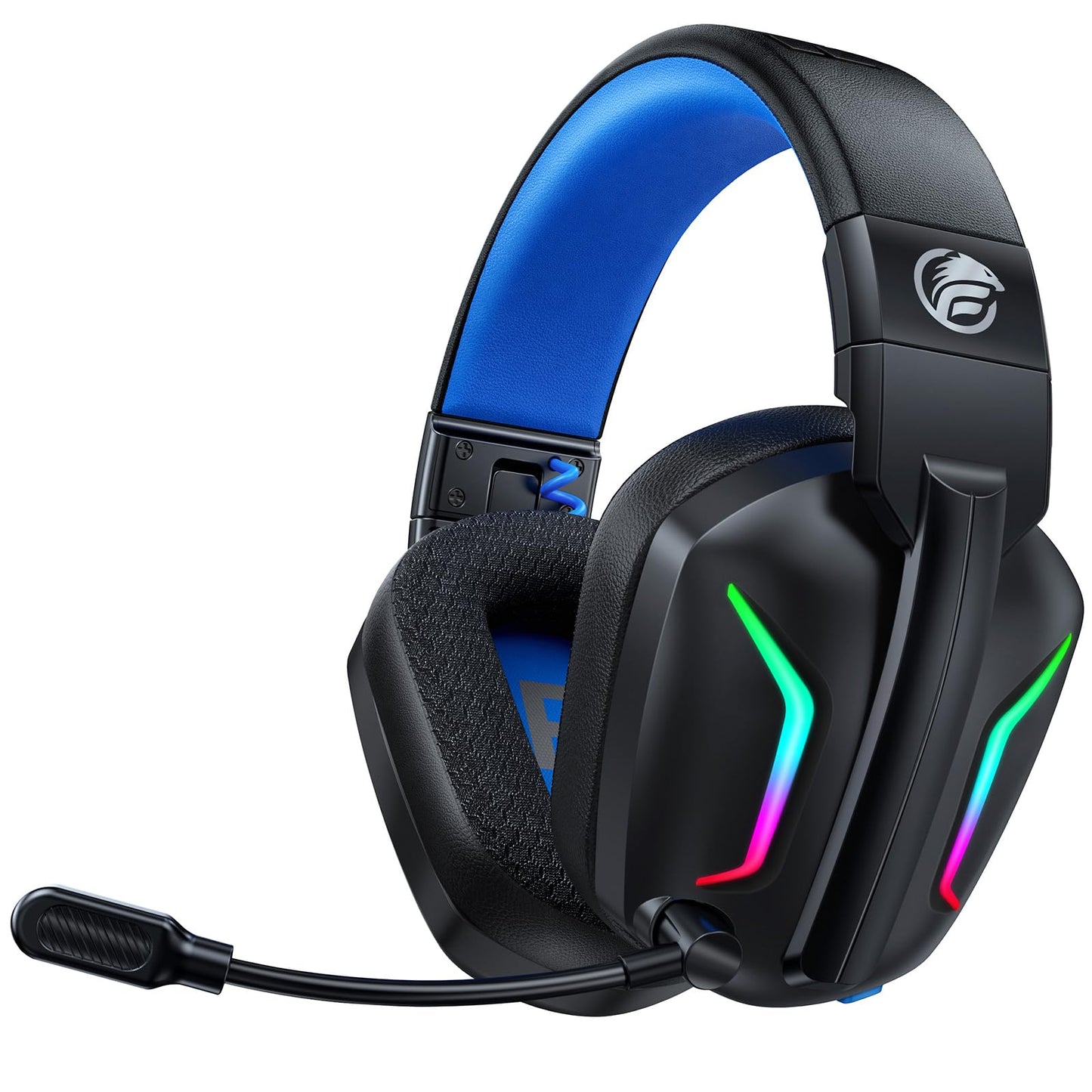 Fachixy Wireless Gaming Headset with LED Light for PS5, PS4, PC, Switch, Laptop, Mac - 2.4GHz & Bluetooth 5.4, 50H Battery, Flip Mic, Lossless Audio