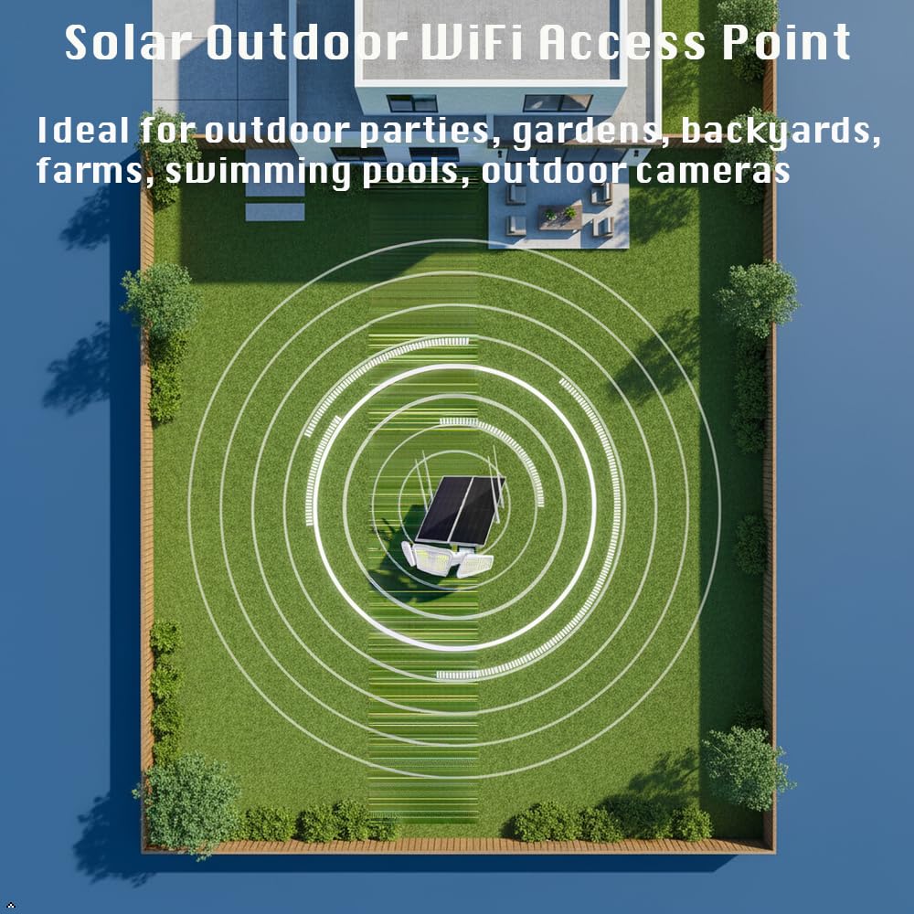 LINYUNYIN® Solar Outdoor Wireless Access Points with Security Flood Light,Outdoor Solar Light Wireless WiFi Extender Signal Booster 2-1,Long Range