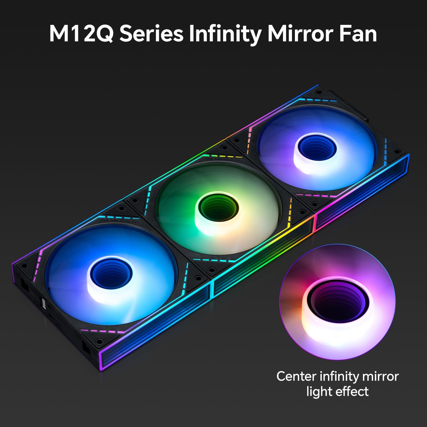 Thermalright TL-M12Q-S X3 120mm PC Case Fans, PWM ARGB Fans, 2000RPM High Airflow, Daisy-Chain, Infinity Mirror Lighting, 3-Pack