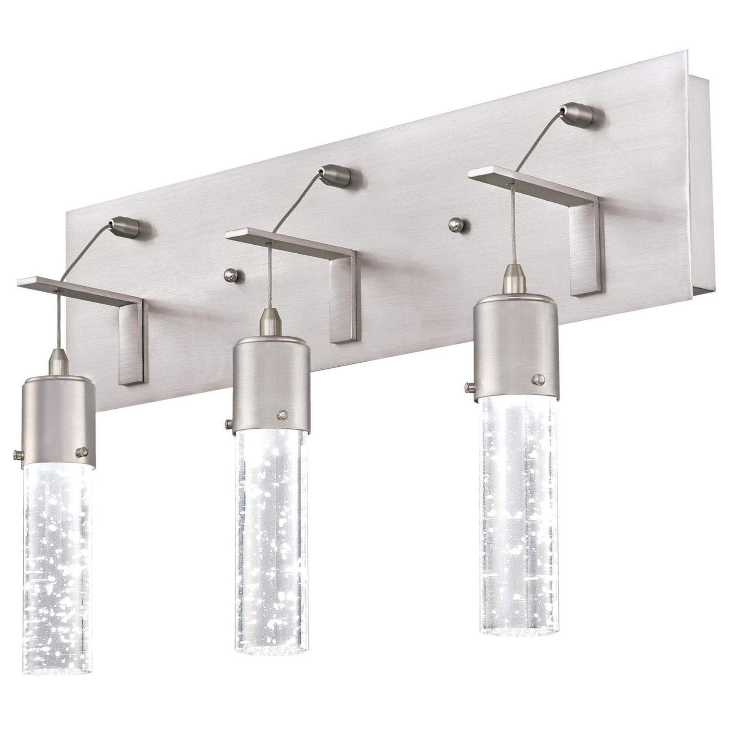 Westinghouse 6372100 Cava Three-Light, 22-Watt LED Indoor Bathroom Vanity Light Fixture, Brushed Nickel Finish with Bubble Glass