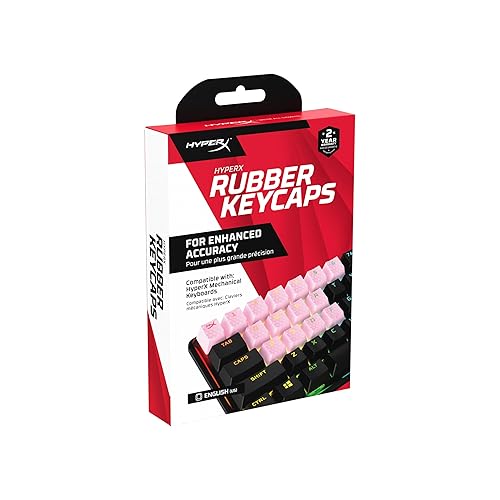 HyperX Rubber Keycaps - Gaming Accessory Kit, 19 Keys, English (US) Layout, Pink
